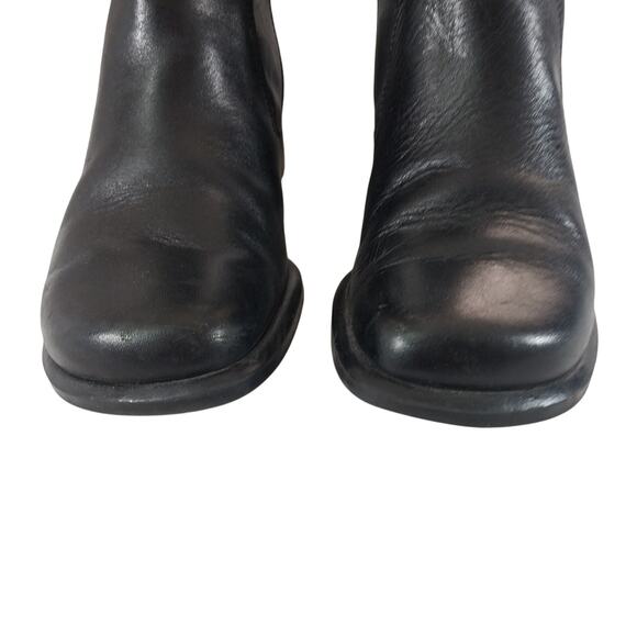 DANELLE! CENTRAL BLACK GENUINE LEATHER BIKER/MOTO CHUNKY HEEL ZIP BOOTS! SZ 6.5M - Picture 5 of 11